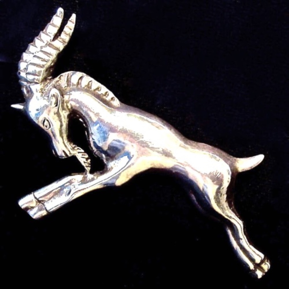 Vintage Solid STERLING SILVER BROOCH Deco Figural Artisan Signed Pin Mexico BIG